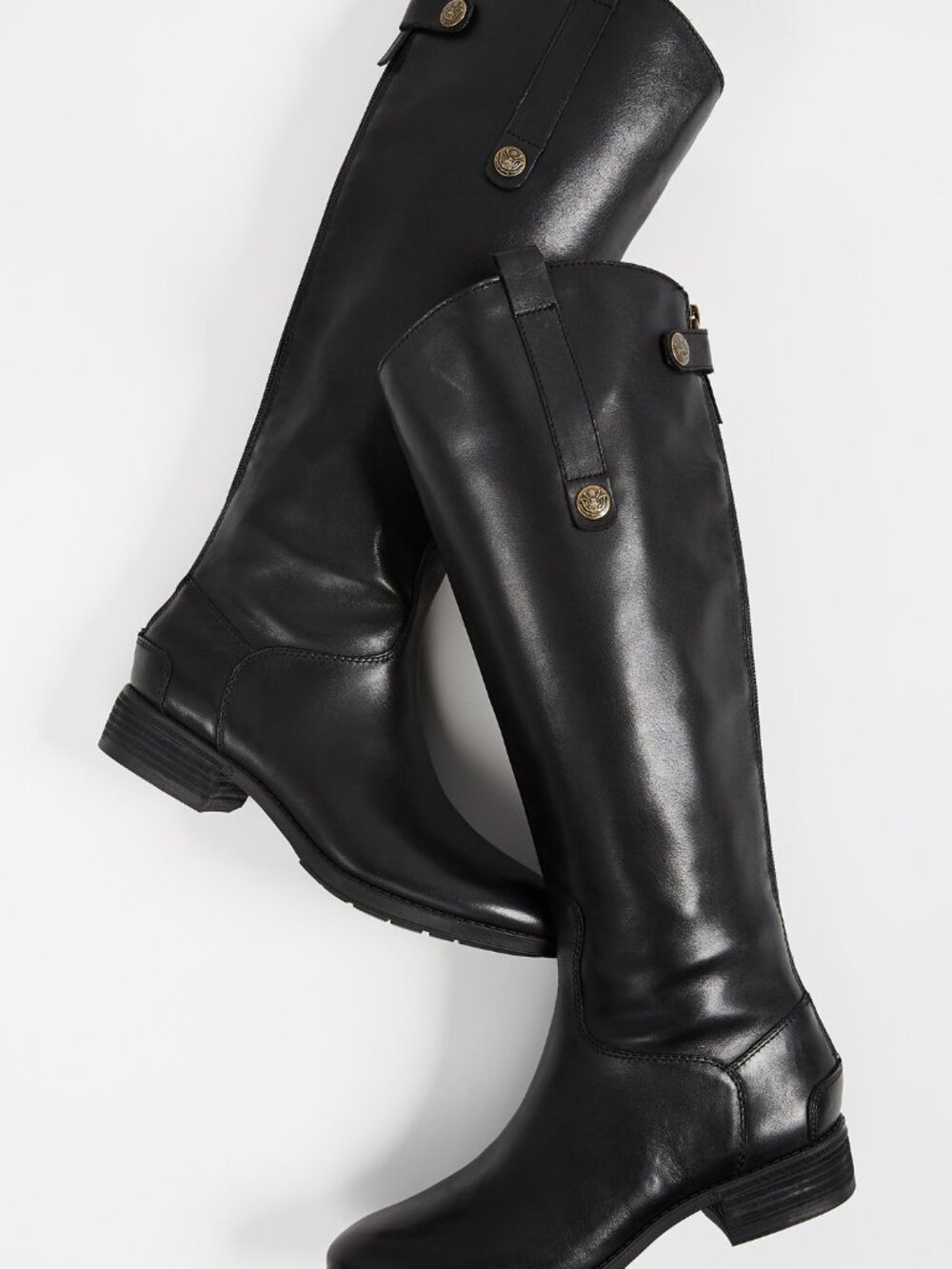 Sam Edelman Women's Penny Classic Equestrian Boot, Black Leather, 7 Medium US - Picture 1 of 11